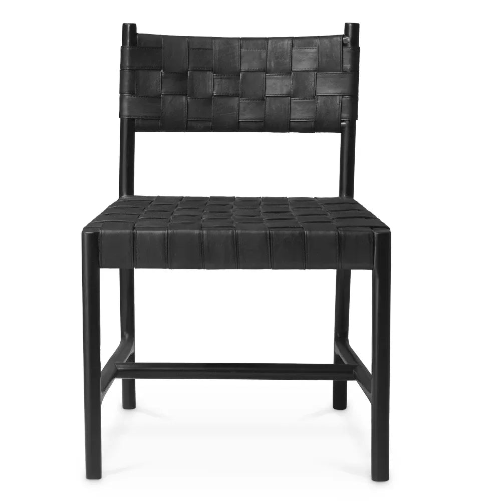 Scaun tapitat cu Piele naturala Negru L58xA59.5xH85cm Tiberio Eichholtz