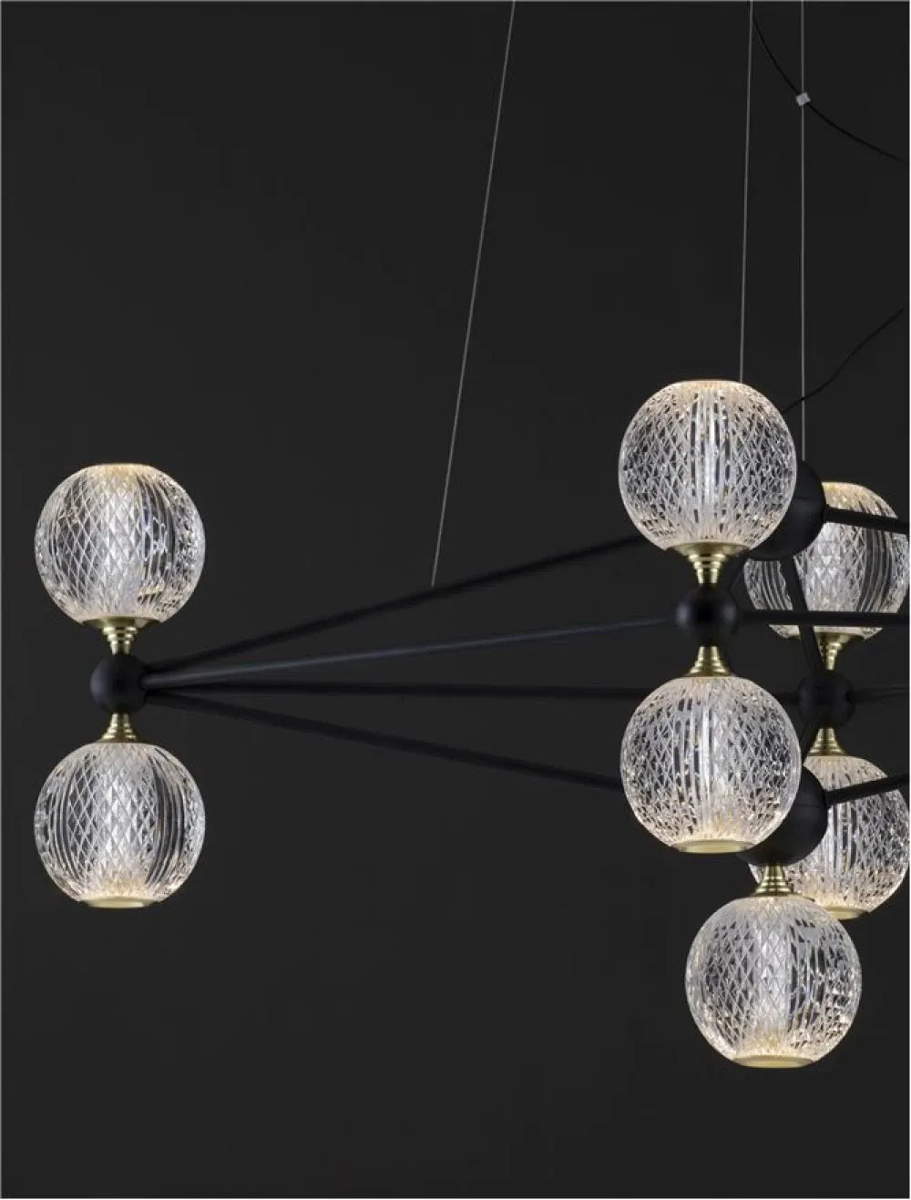 Candelabru structura din Aluminiu Negru si abajur din Acrilic Transparent H120xL96cm IP20 42W 2238lm 3000k BELINDA