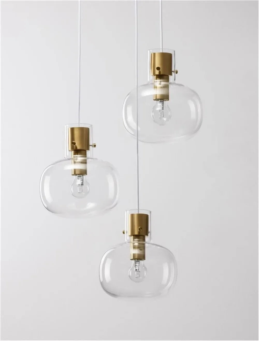 Lustra structura din Metal Alama si abajur din Sticla Transparent H178xL30cm IP20 CINZIA