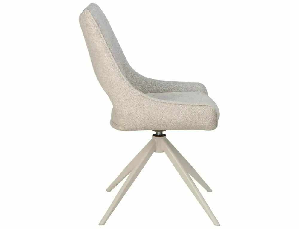 Scaun rotativ din Stofa Leo Bej deschis si Metal Bej H87xL56xA44cm Fino