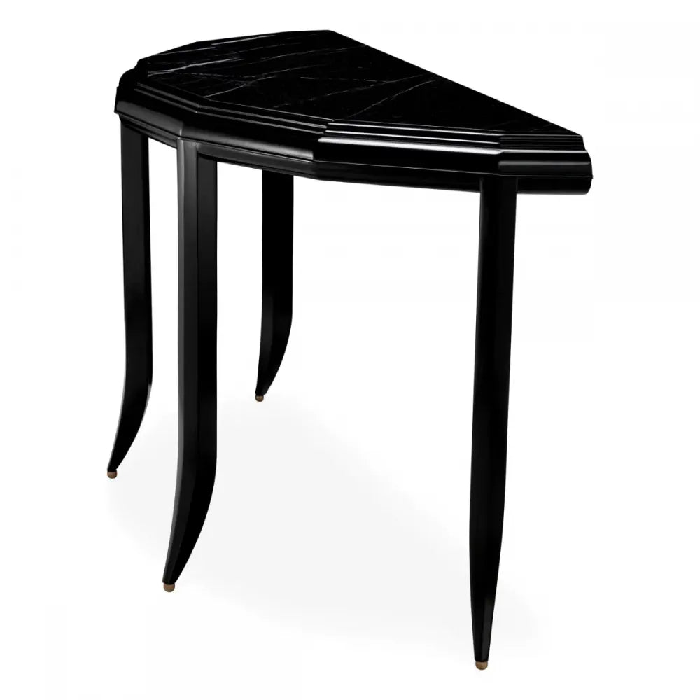 Consola din Marmura Negru si Lemn Negru L128xH76.5cm Javier Eichholtz