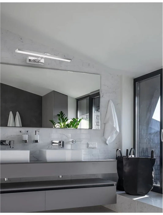 Aplica de perete structura din Aluminiu Argintiu si abajur din Acrilic Alb H19xL57cm IP44 18W 530lm 4000k ROSA