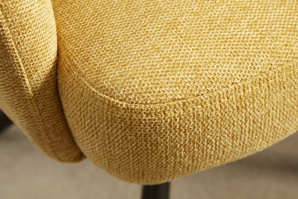 Set 2 scaune rotative tapitat cu Stofa Galben cu picioare din Metal Negru H92xL60xA67cm Big George Retro