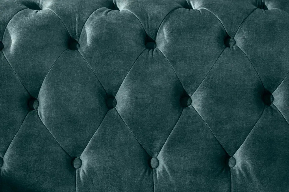 Canapea 3 locuri tapitat cu Catifea Turcoaz L205cm Chesterfield