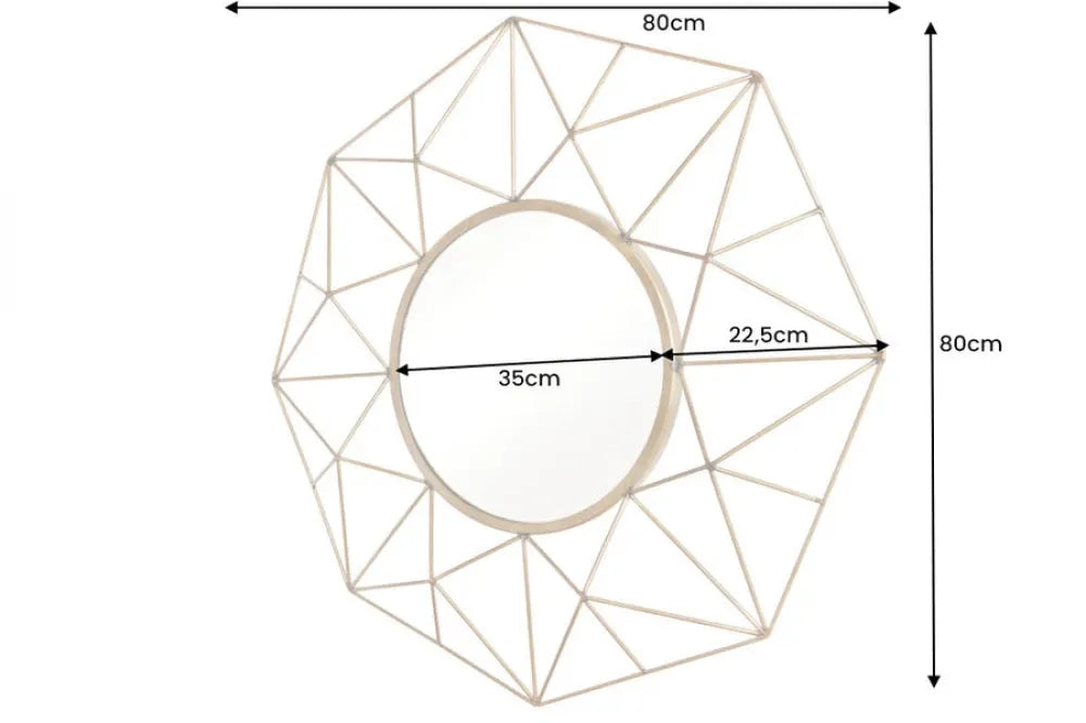 Oglinda cu rama din Metal Auriu D80cm Diamond L