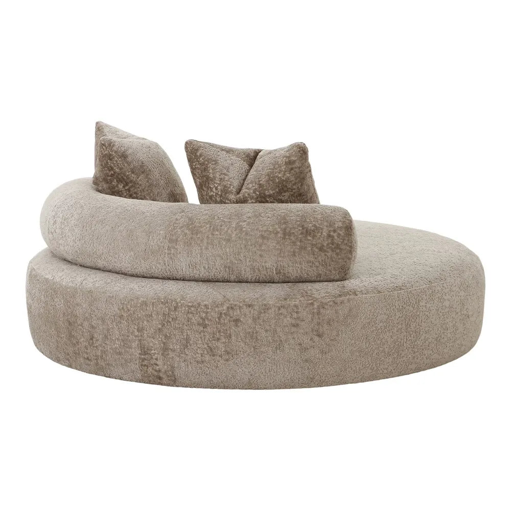 Canapea rotunda tapitata cu Chenille bej 160xH60cm Cairo