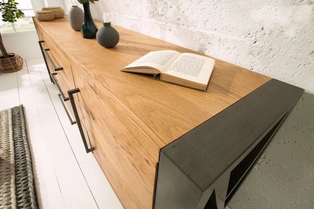 Comoda din MDF Maro si Metal Negru L200xH81cm Thor