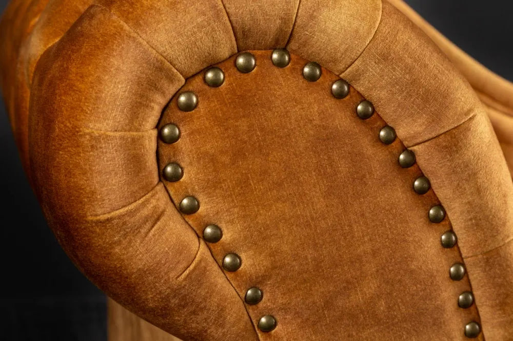 Sezlong tapitat cu Catifea Galben L170cm Chesterfield