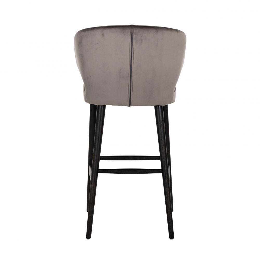 Scaun de bar tapitat cu Catifea Gri si picioare negre inaltime sezut 75cm Indigo Richmond Interiors