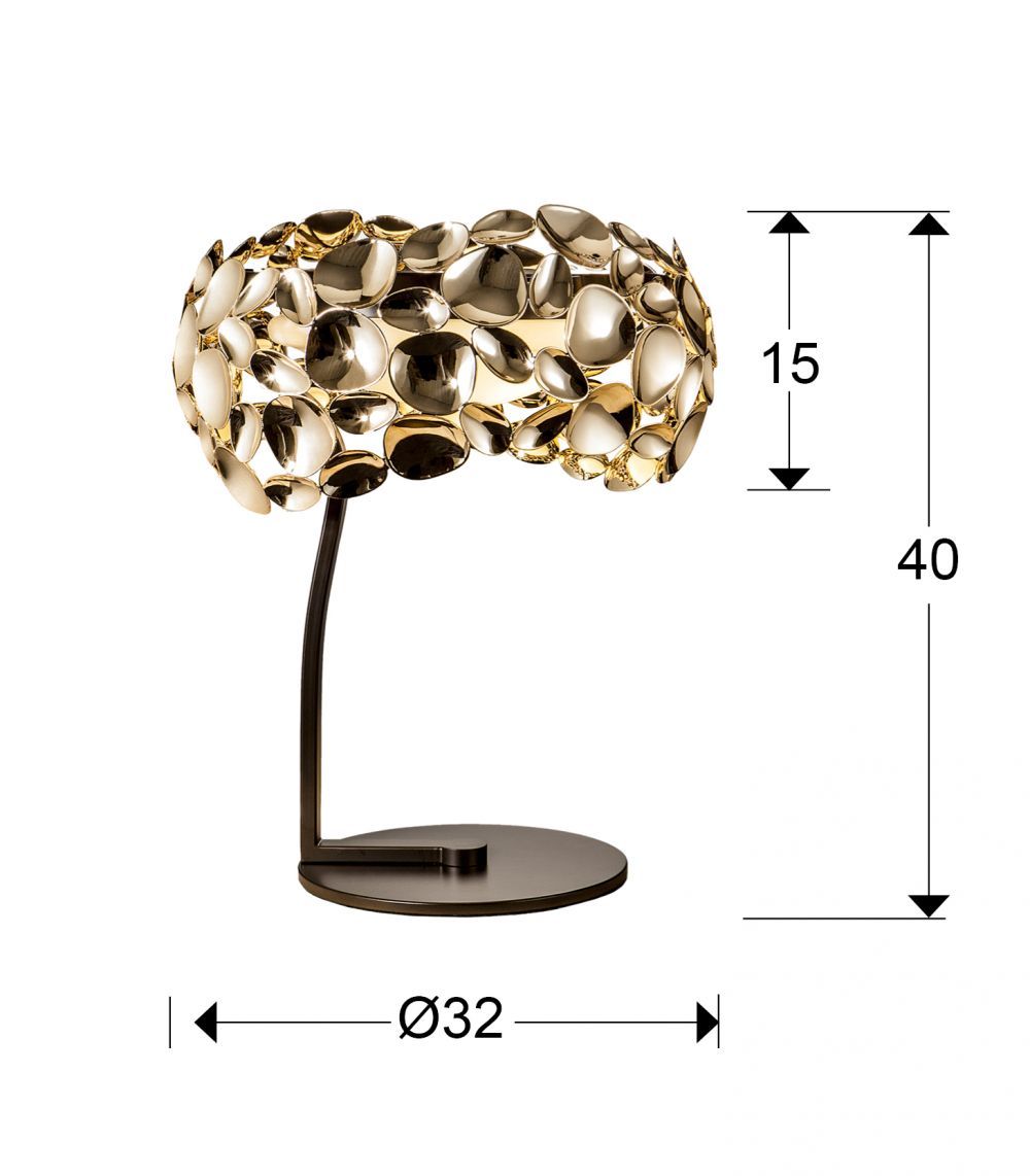 Veioza din Metal si Metal Rose gold/Negru D32xH40cm Narisa