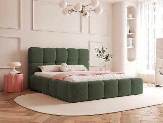 Pat 200 x 200 tapitat cu Stofa boucle Quelle Verde Livia