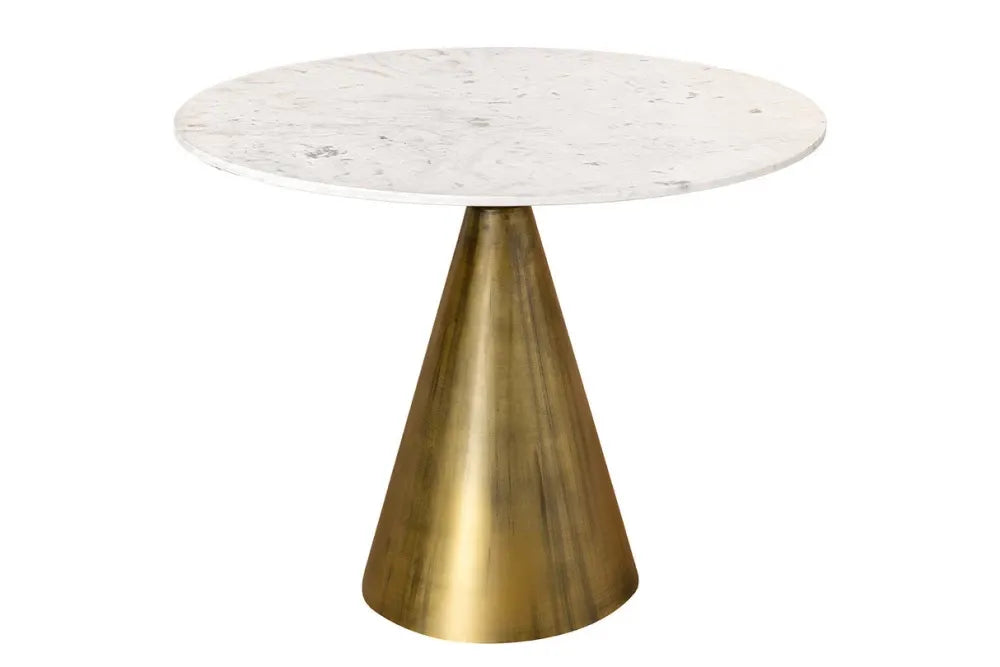 Masa rotunda din Marmura Alb si Metal Cupru D100xH77cm Elegancia