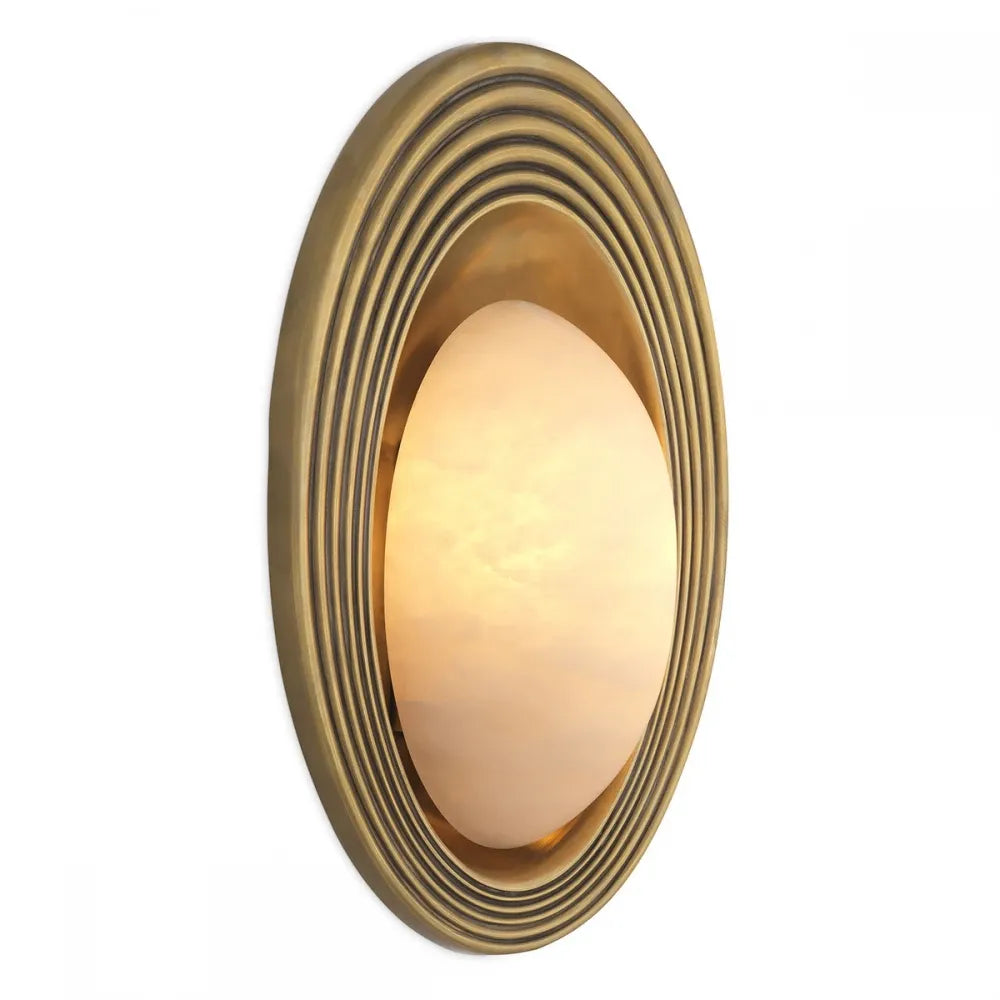 Aplica de perete din Metal Alama si Alabastru Alb H45xL27cm Savono Eichholtz