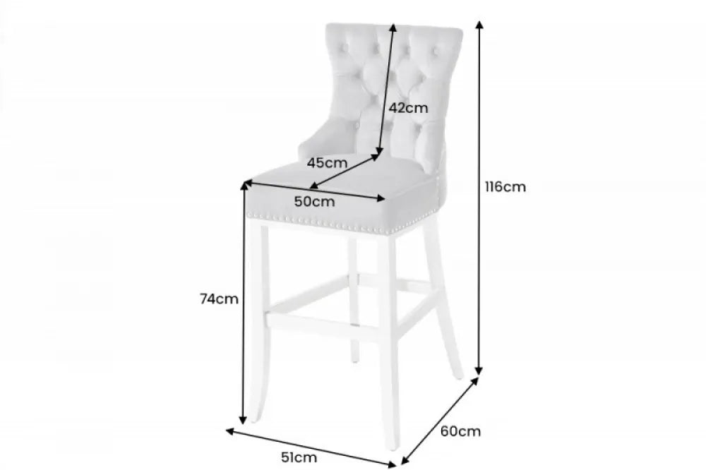 Scaun de bar tapitat cu Stofa Bej cu picioare din Lemn Negru H116xL51xA60cm Castle Deluxe