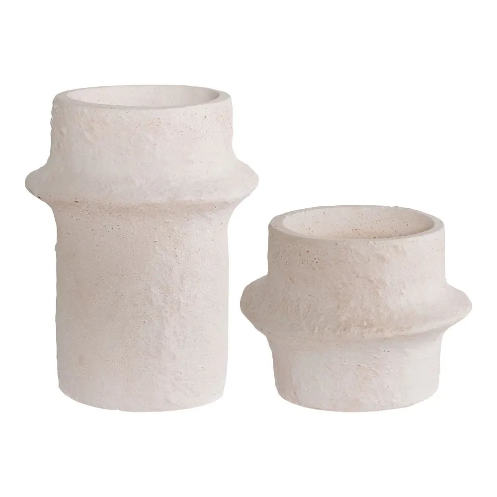 Set 2 suporturi lumanari din Ciment Alb H8,2/15,2xD10,8/11,4cm HN0913
