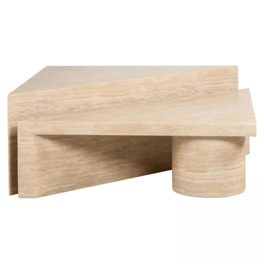 Set 2 masute de cafea Triunghiulara din Travertin artificial Bej L91xH40cm Fictus Richmond Interiors
