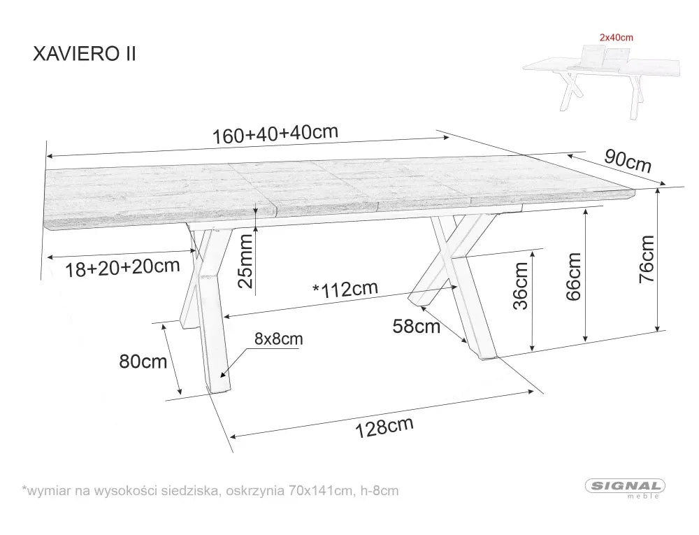Masa extensibila din MDF+Furnir de stejar Maro si Metal Negru L160-240xH76cm Xaviero II