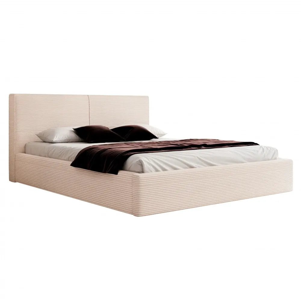 Pat 160 x 200 tapitat cu Corduroy Poso Bej deschis Noma