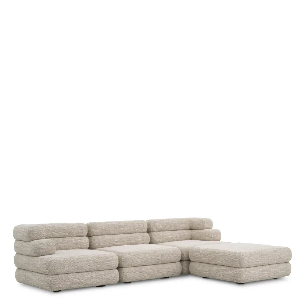 Modul cu brat pe dreapta tapitat cu Stofa  Bej L92xA92xH69cm Malaga Eichholtz