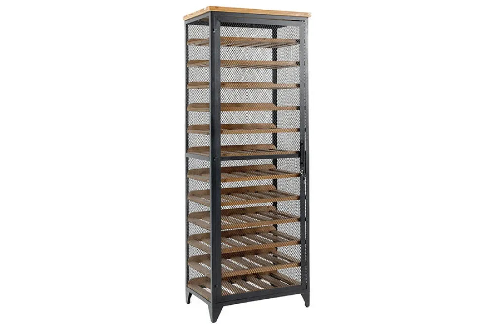 Dulap de vinuri din Lemn de brad Maro si Metal Negru L67xH184cm BODEGA