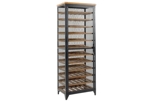 Dulap de vinuri din Lemn de brad Maro si Metal Negru L67xH184cm BODEGA