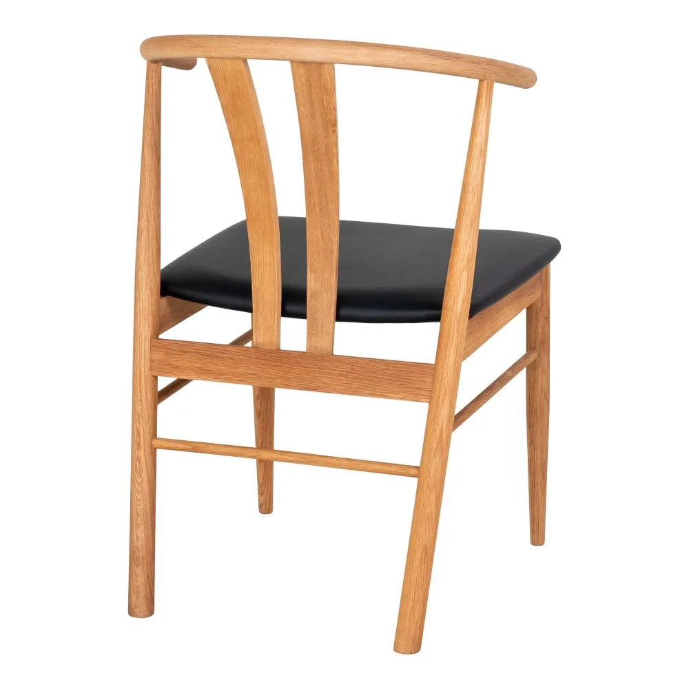 Set 2 scaune din Lemn de stejar Maro si Piele sintetica Negru H77xL54xA56cm Artenara