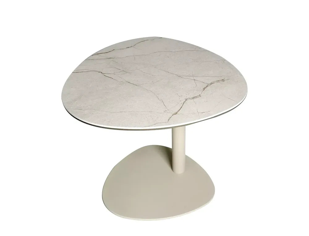 Masuta de cafea din Metal Bej si Sticla securizata+Ceramica Bej mat L58xH46cm Ciao B