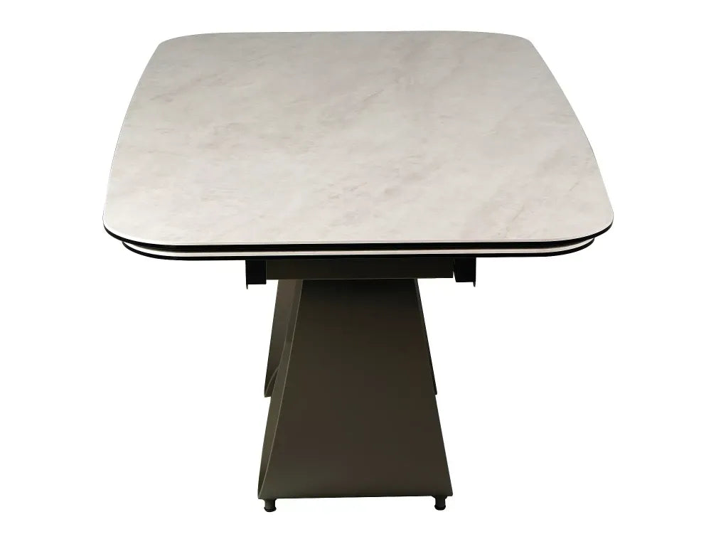 Masa extensibila din Metal Cupru si Sticla securizata+Ceramica Bej mat L160-240xH76cm Infinity