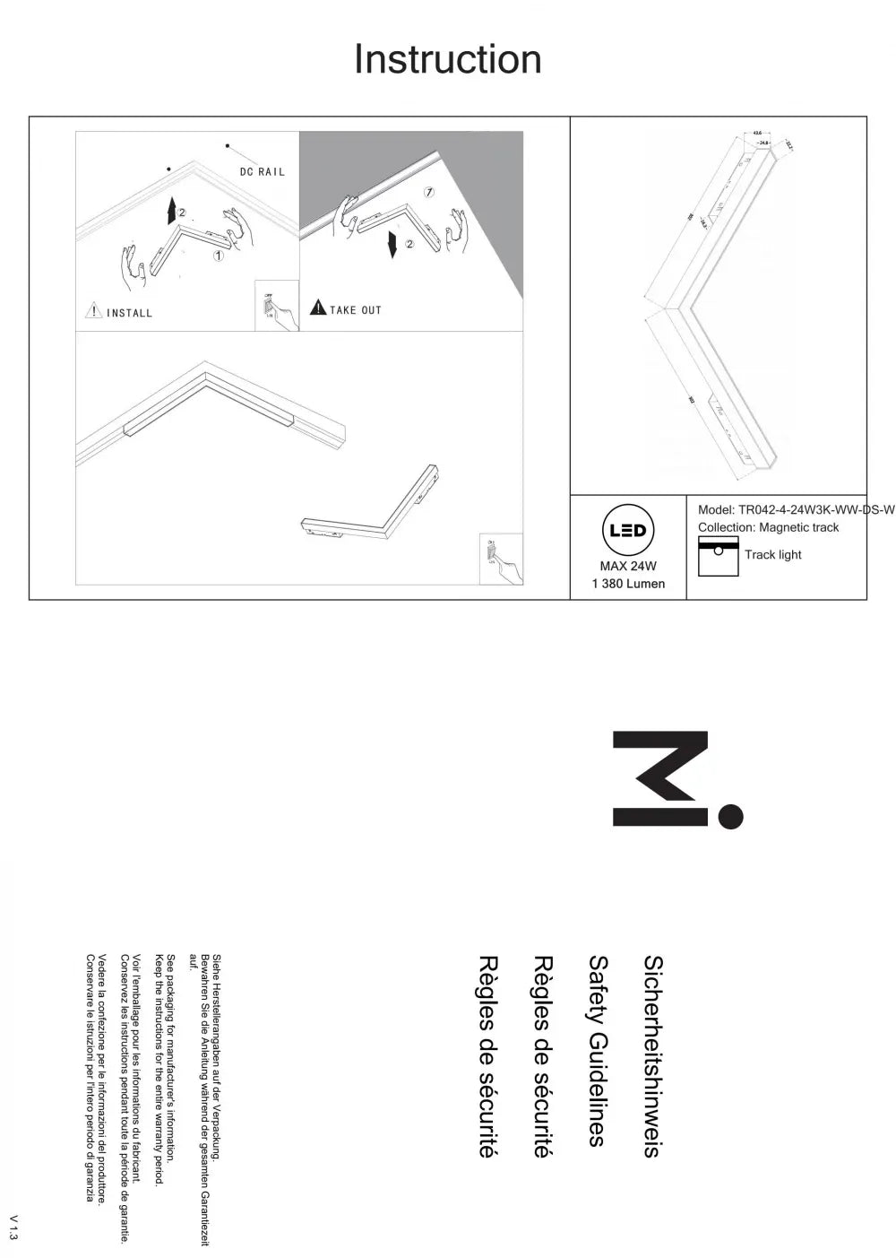 Spot dimabil smart pentru sina Exility din Aluminiu Alb H4.4xL30.2cm 24W 1380lm 2700-6000k Basis Angle