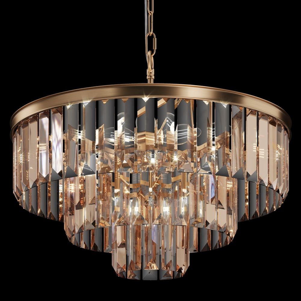 Lustra din Metal si Sticla Auriu cu 7 becuri E14 40W D50xH115cm Revero