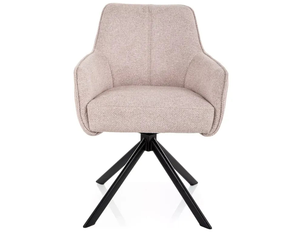 Scaun rotativ din Stofa Bej si Metal Negru H83xL55xA62cm Notti