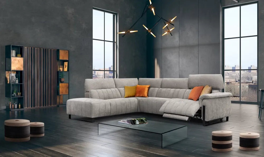 Coltar modular cu recliner 293cm Celeste