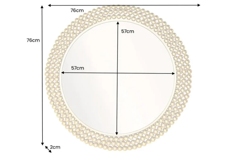 Oglinda cu rama din Metal Auriu D76cm Pearls