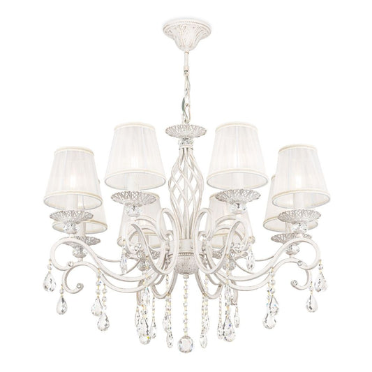 Candelabru rotund cu inaltime reglabila din Organza Alb cu 8 becuri D72xH119cm Grace