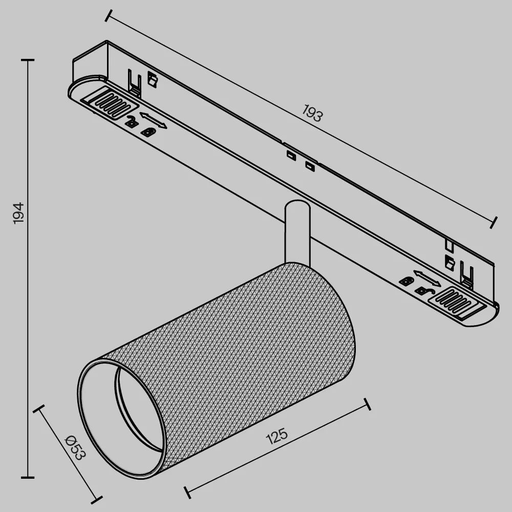 Spot pentru sina Exility din Aluminiu Negru H12.5xL19.4cm 12W 920lm 2700k Artisan