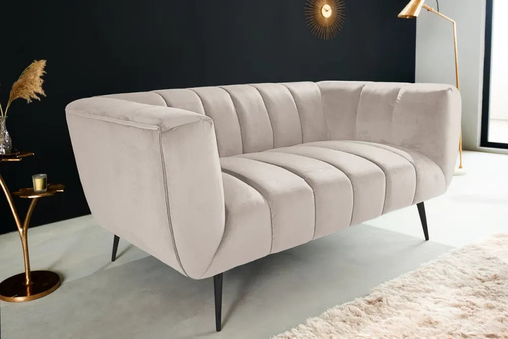 Canapea 2 locuri tapitat cu Catifea Bej L165cm Noblesse