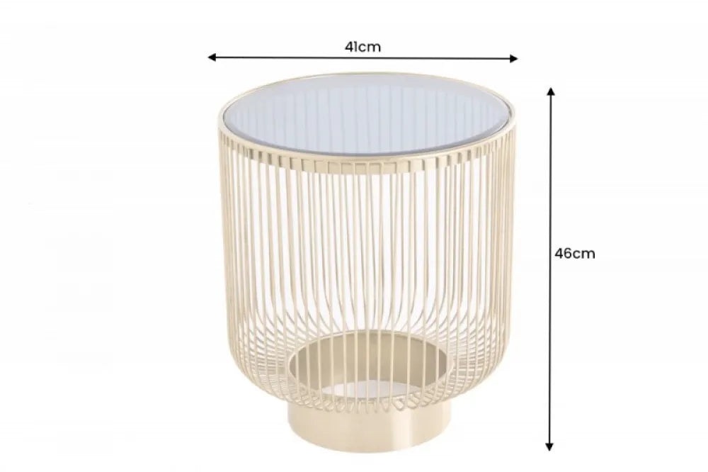 Masuta laterala Rotunda din Sticla securizata Negru si Metal Auriu D41xH46cm Variation