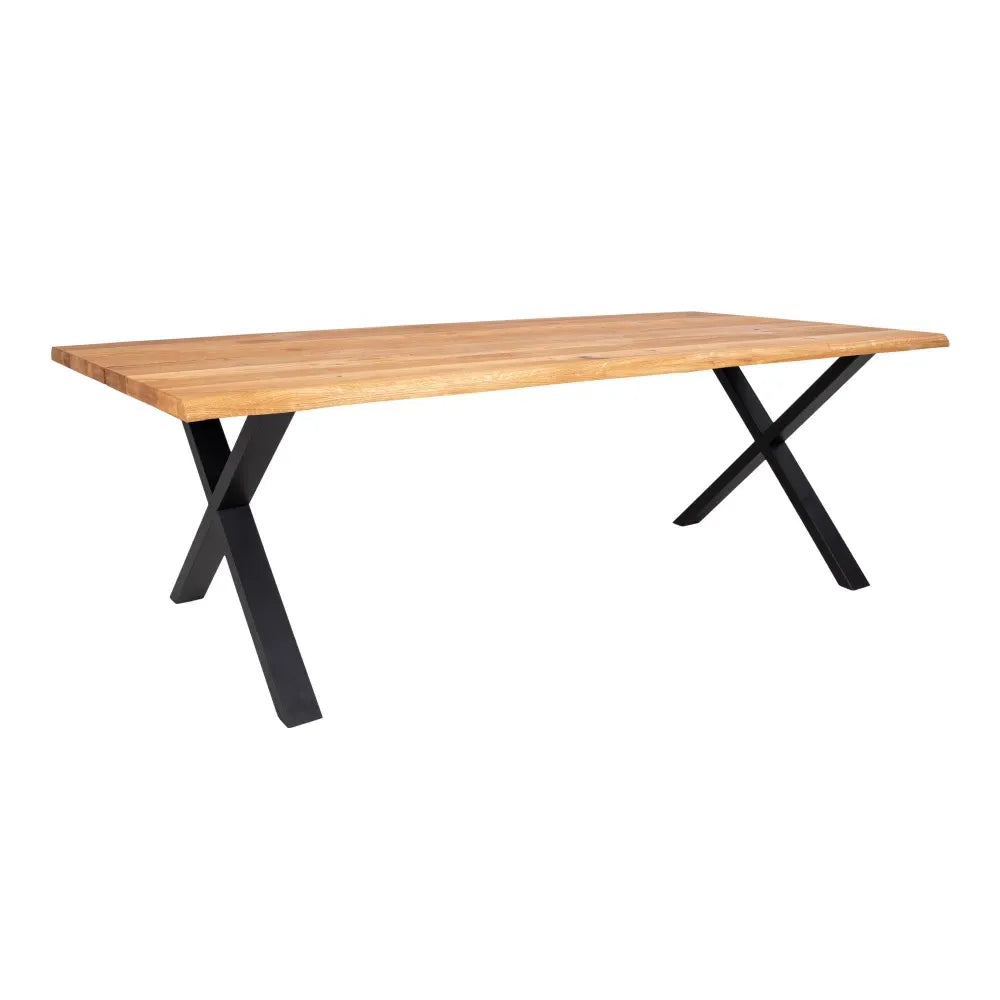 Masa din Metal Negru si Lemn de stejar Maro L240xH75cm Toulon