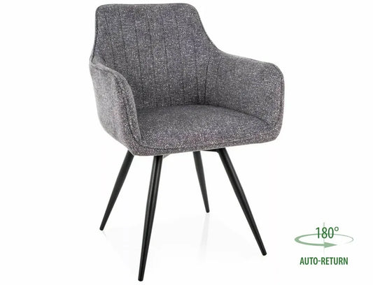 Set 2 Scaune rotative din Stofa Leo Gri si Metal Negru H84xL56xA58cm Ballo