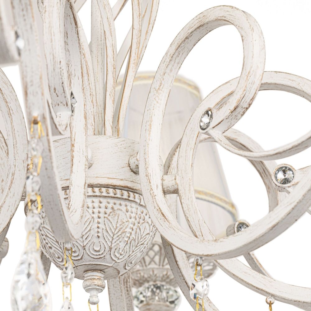Candelabru rotund cu inaltime reglabila din Organza Alb cu 8 becuri D72xH119cm Grace