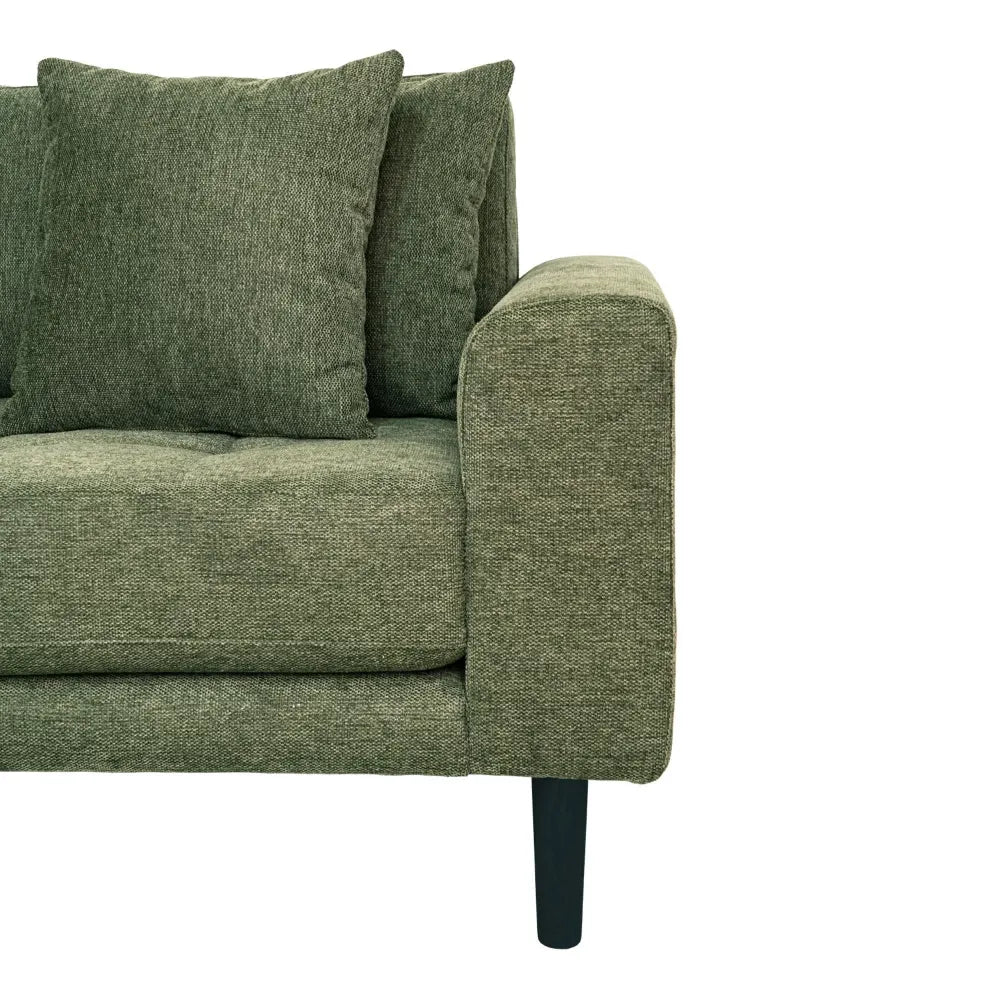 Coltar orientare stanga cu picioare din Lemn de fag Negru tapitat cu Stofa Verde L290xH76cm Lido