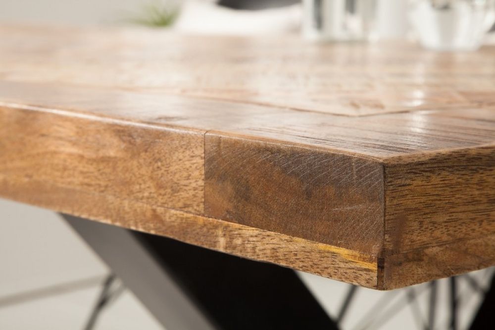 Masa dreptunghiulara din Lemn de mango Maro/Negru de 6 persoane L160x90cm INFINITY