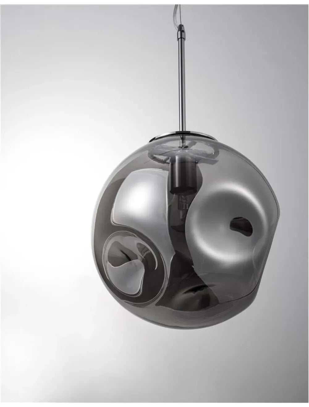 Pendul structura din Metal Argintiu si abajur din Sticla Fumuriu H120xL30cm IP20 MAYAN