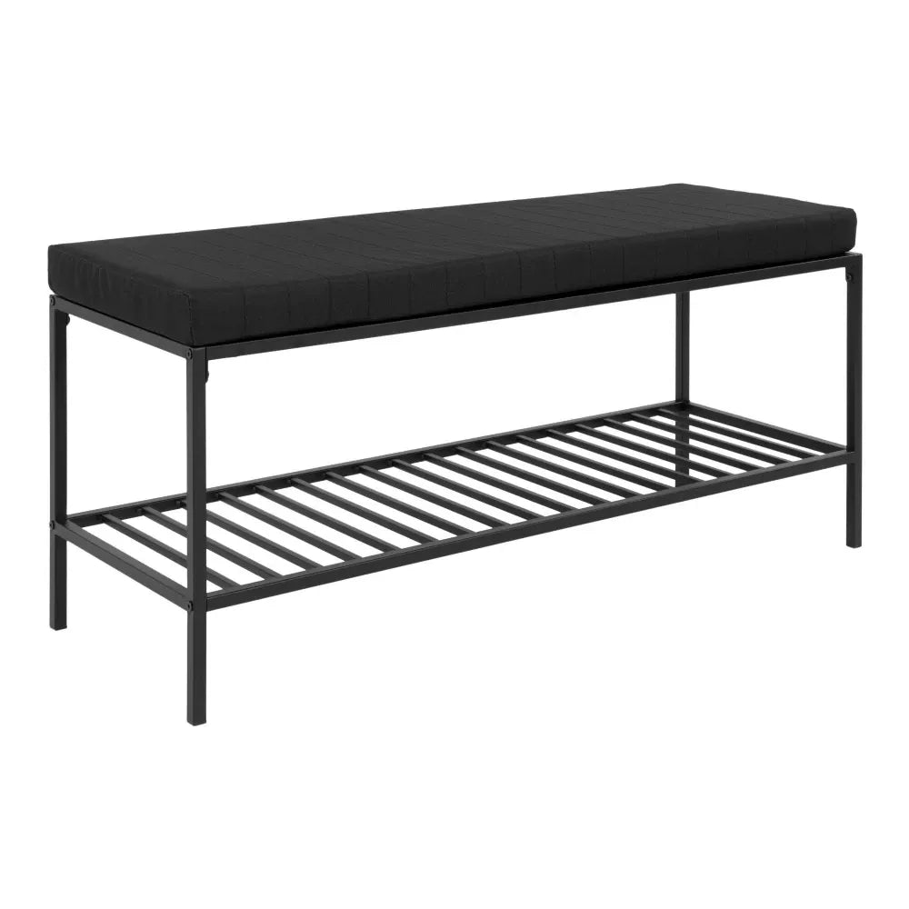 Bancheta din Metal Negru si Stofa Negru H48.5xL100cm Vita