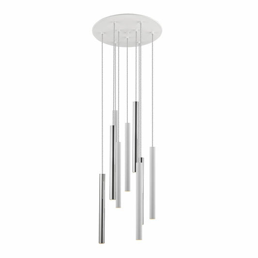 Lustra rotunda cu inaltime reglabila din Metal Alb/Argintiu cu LED  D42xH140cm Varas