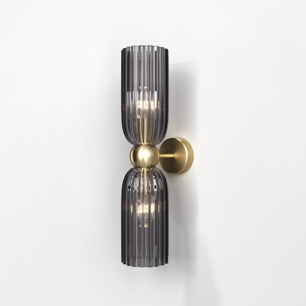 Aplica de perete Metal si Sticla Auriu/Gri D10xH44cm Antic