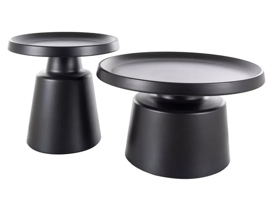 Set 2 masute de cafea Rotunde Metal Negru mat D70/50xH39/48cm Rodos