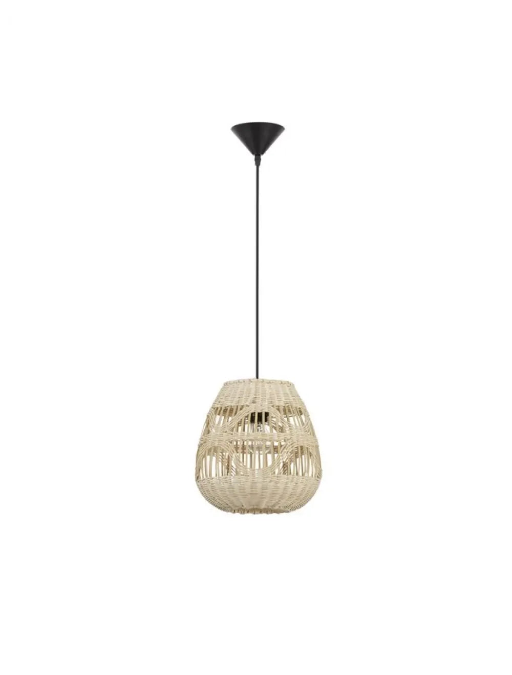 Pendul structura din Metal Negru si abajur din Ratan Bej H180xL27cm IP20 MARLO
