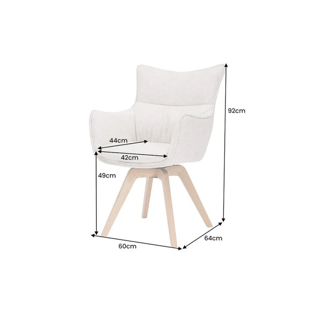 Set 2 scaune rotative tapitat cu Stofa Maro ruginiu si picioare din Lemn de stejar Maro H94xL58xA64cm VOGUE