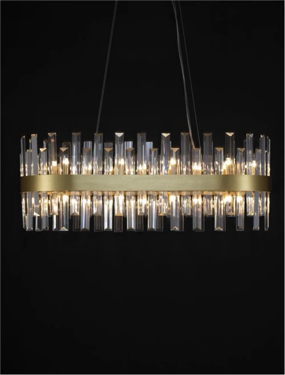 Candelabru structura din Metal Auriu si abajur din Cristal Transparent H120xL80cm IP20 CROWN